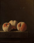 Adriaen Coorte - Drie perziken op een stenen plint | Giclée op canvas