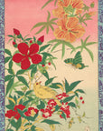 Onbekend - Herfstbloemen, gele vogel en insecten | Giclée op canvas