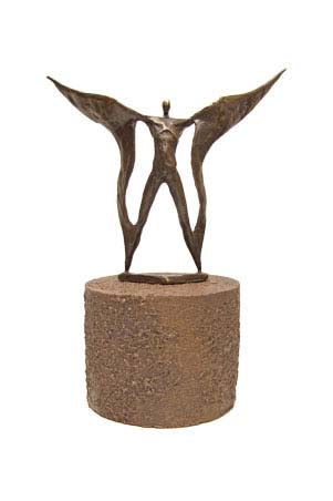 Op vleugels gedragen | Urn met bronzen sculptuur