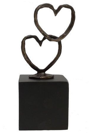 Twee hartjes één liefde | Urn met bronzen sculptuur