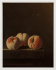 Adriaen Coorte - Drie perziken op een stenen plint | Giclée op canvas