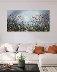 Gena - Colourful Flowers (grey) | Giclée op canvas