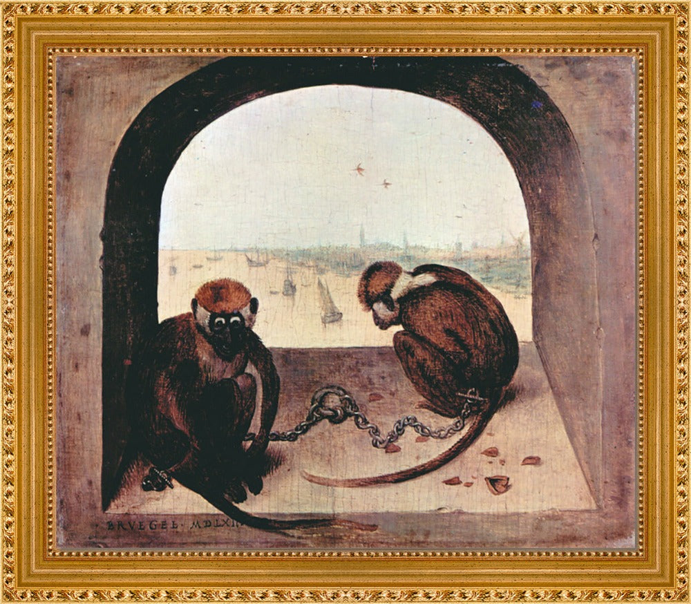 Pieter Bruegel - Two monkeys | Giclée op canvas
