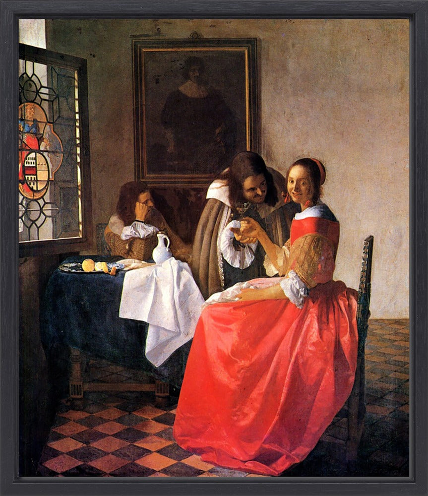 Johannes Vermeer - Girl with a wine glass | Giclée op canvas