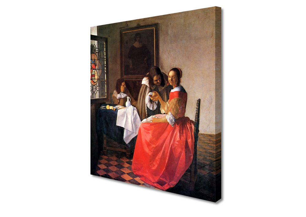 Johannes Vermeer - Girl with a wine glass | Giclée op canvas