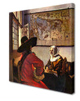 Johannes Vermeer - Soldier and girl smiling | Giclée op canvas