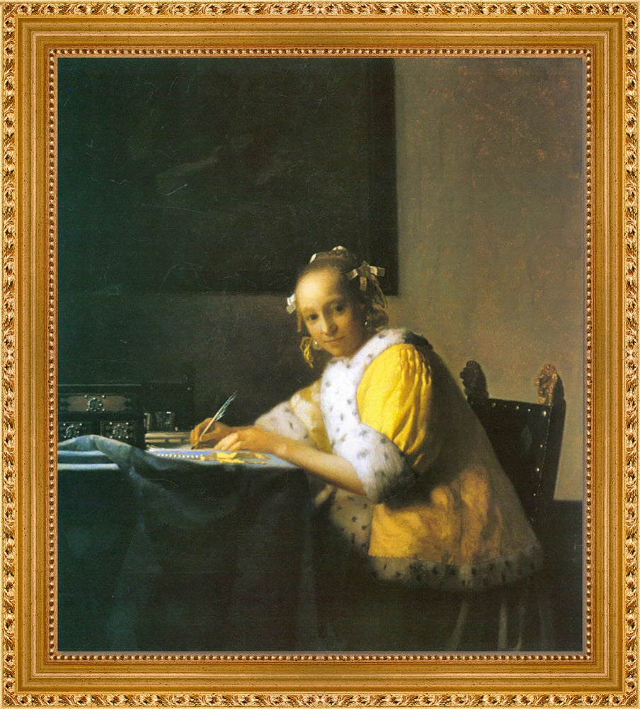 Johannes Vermeer - Woman in yellow | Giclée op canvas