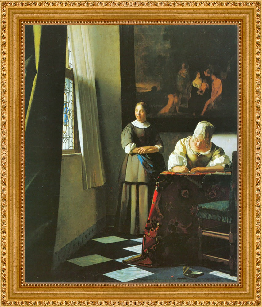 Johannes Vermeer - Woman with messenger | Giclée op canvas