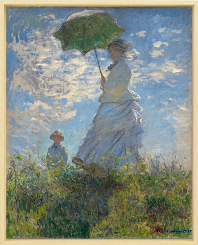 Claude Monet - Vrouw met een parasol - Madame Monet en haar zoon | Giclée op canvas
