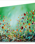Gena - Colourful Flowers (green) | Giclée op canvas