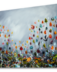 Gena - Colourful Flowers (grey) | Giclée op canvas
