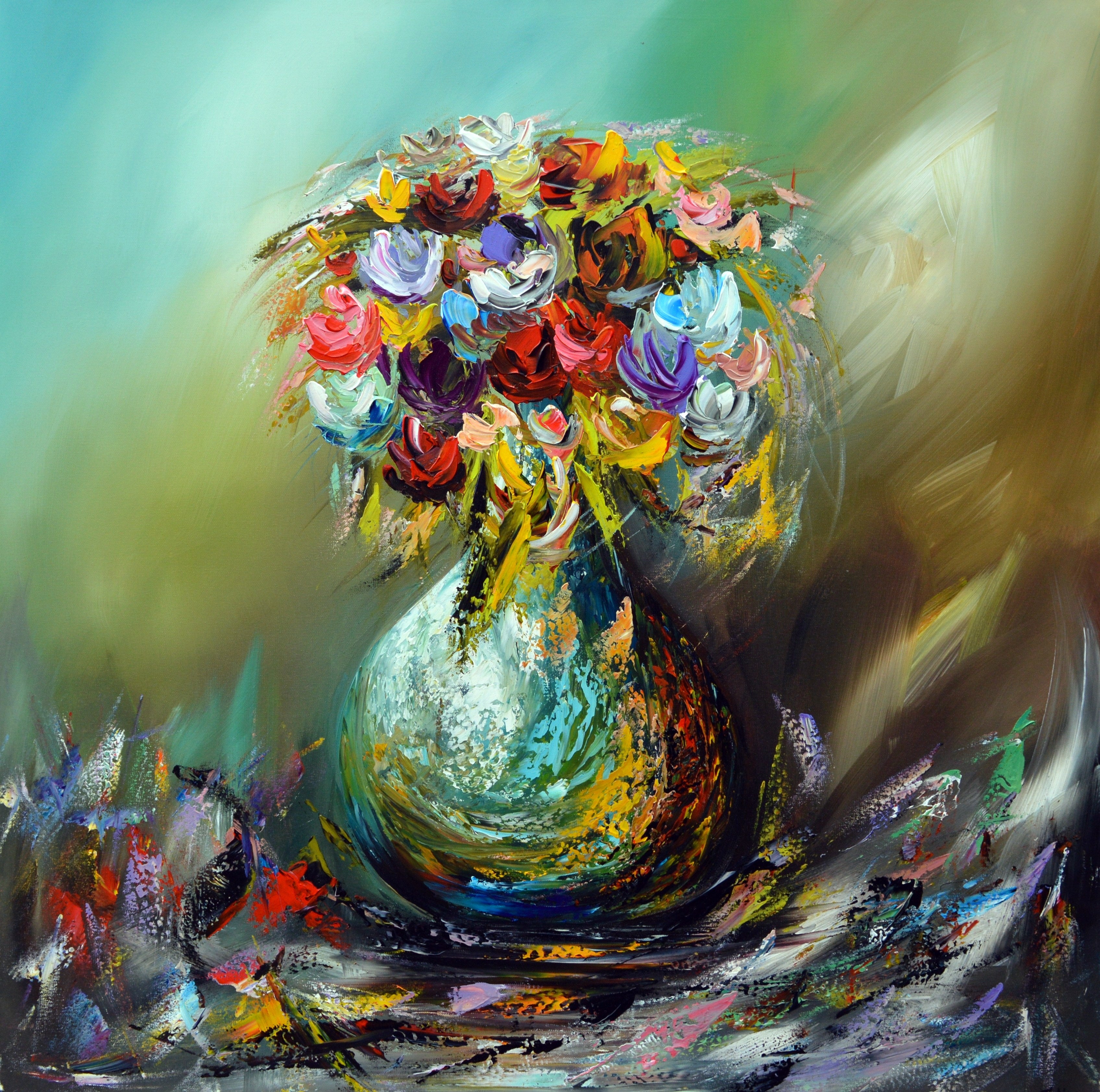 Gena - Flowers in Vase I | Giclée op canvas