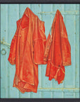 Jopie Huisman - Roodbaaien hemden op blauwe deur 1984 | Giclée op canvas