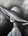 Gena - Lady with Hat III (black & white) | Giclée op canvas