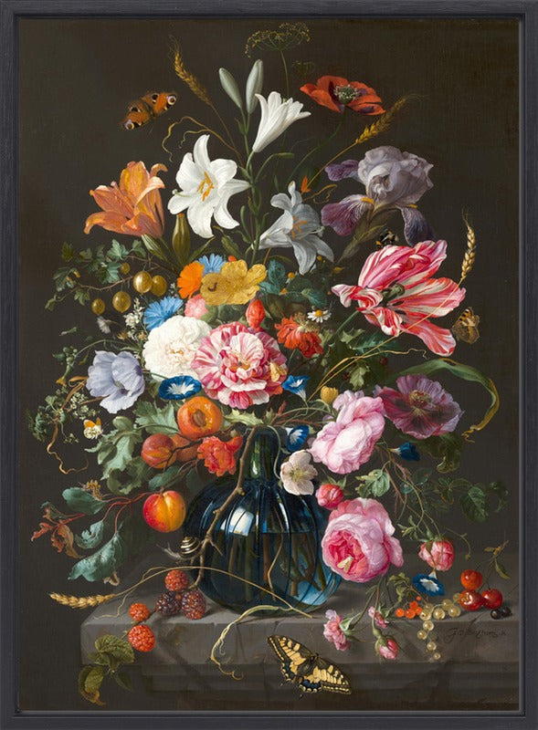 Jan Davidsz. de Heem - Vaas met bloemen | Giclée op canvas