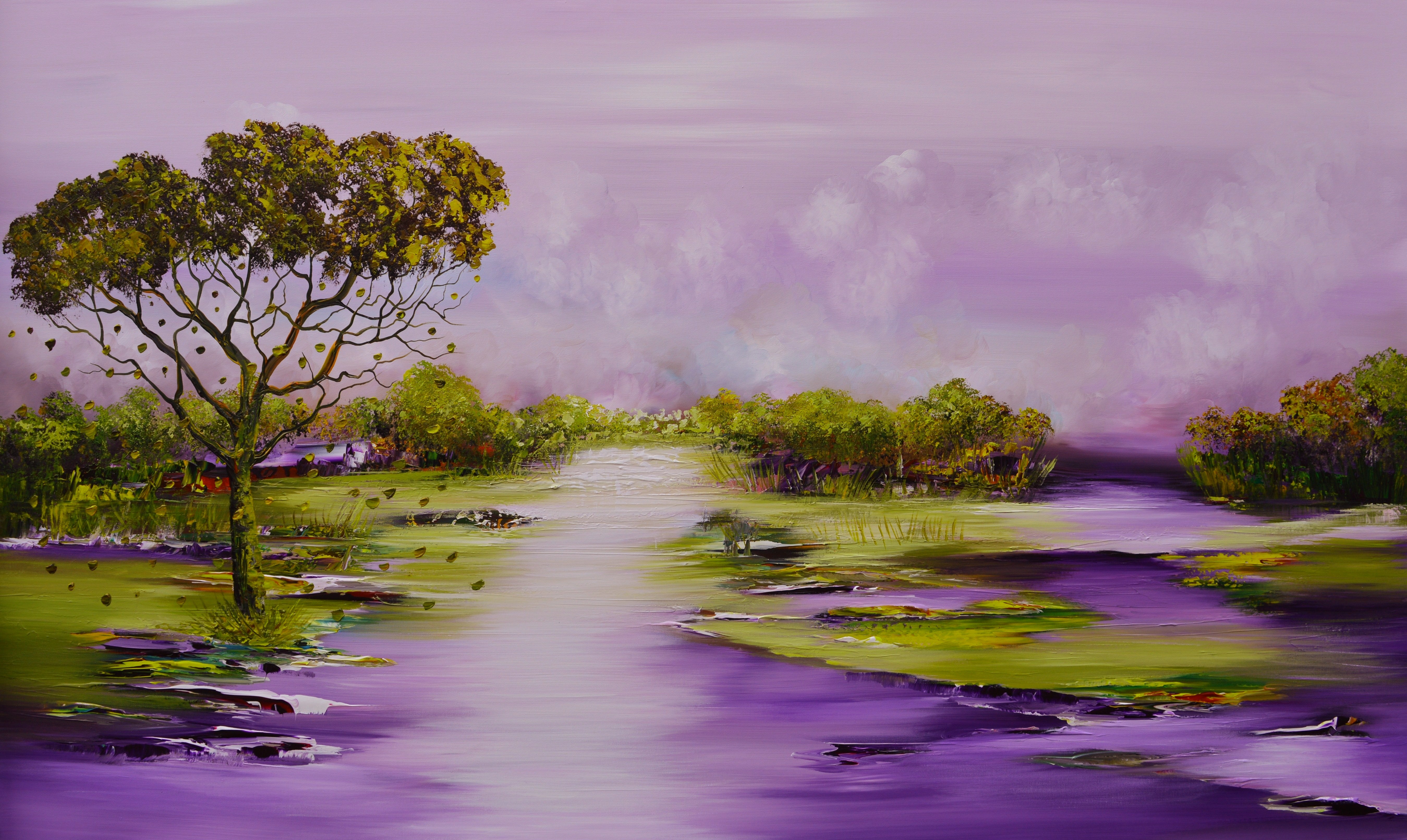 Gena - Purple Landscape | Giclée op canvas