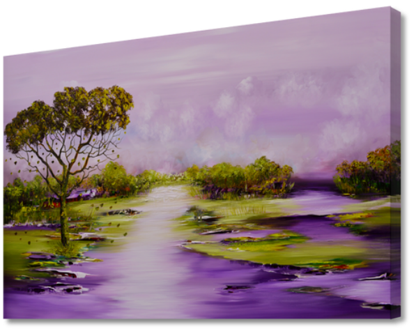 Gena - Purple Landscape | Giclée op canvas