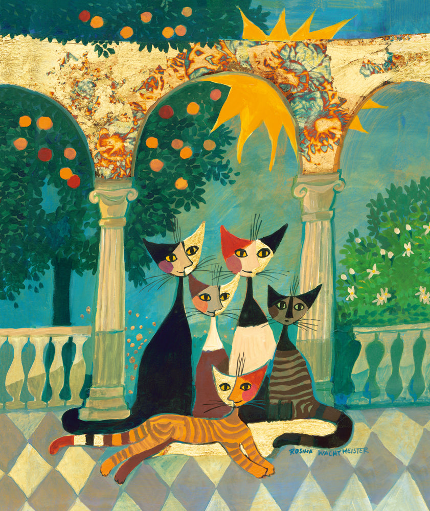 Rosina Wachtmeister - Famiglia di gatti | Giclée op canvas