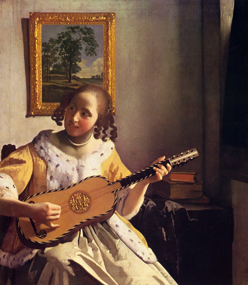 Johannes Vermeer - The guitar player | Giclée op canvas