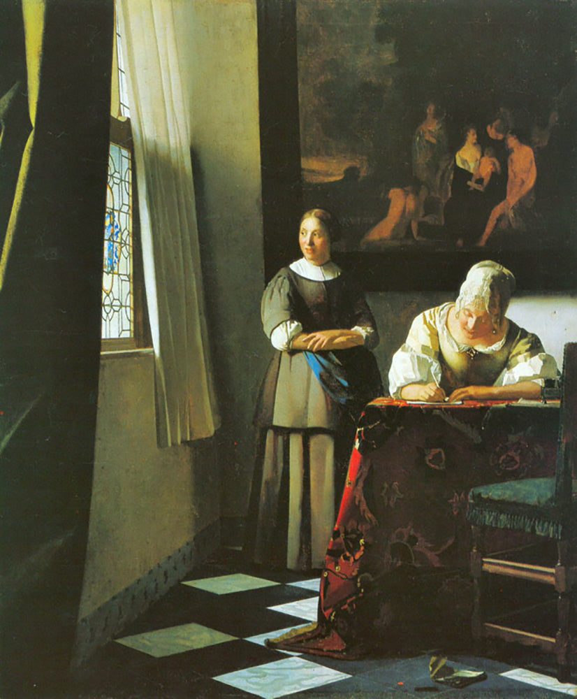 Johannes Vermeer - Woman with messenger | Giclée op canvas