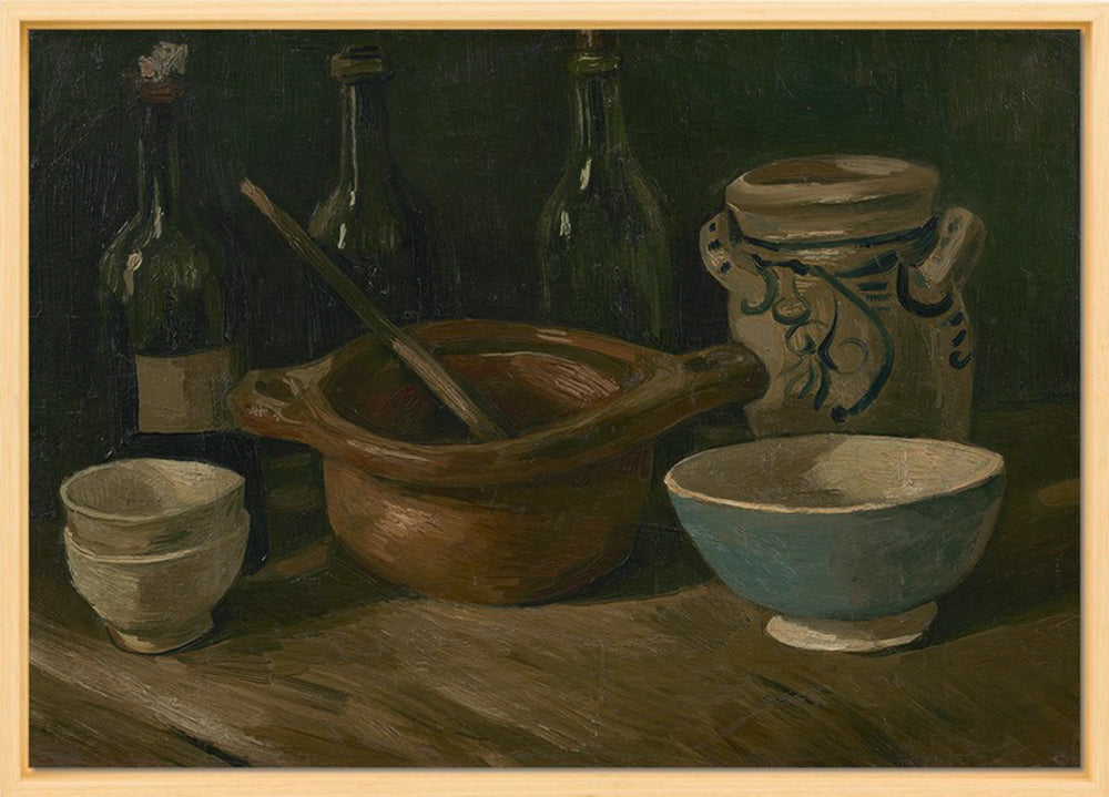 Vincent van Gogh - Stilleven met aardewerk en flessen | Giclée op canvas