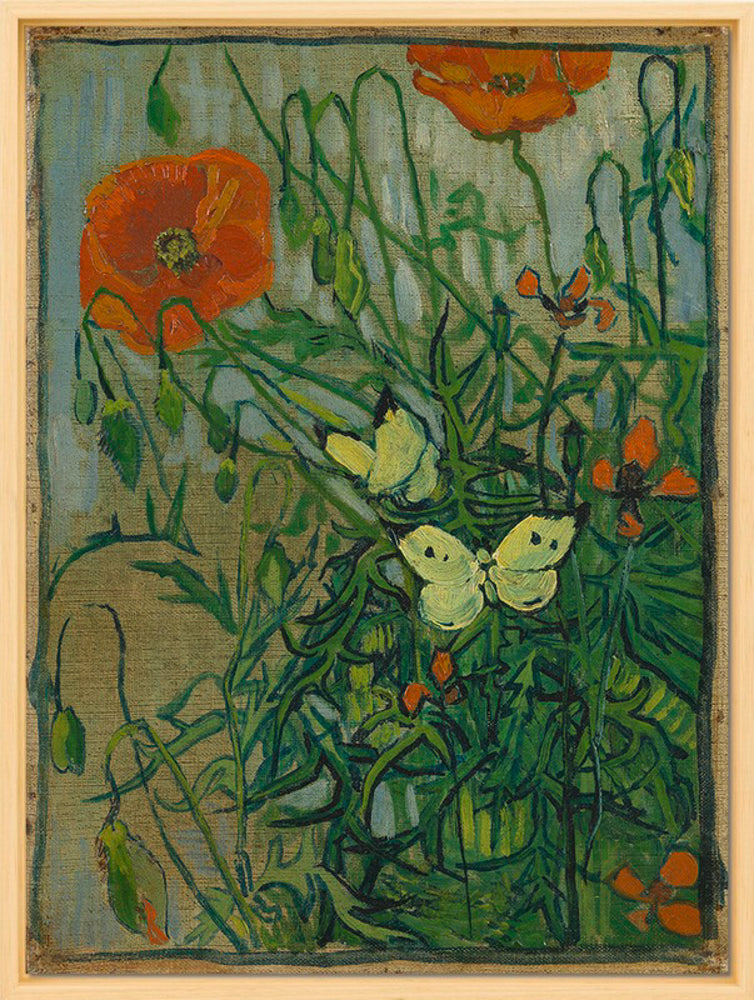 Vincent van Gogh - Vlinders en klaprozen | Giclée op canvas